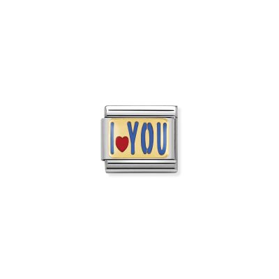 NOMINATION CLASSIC LINK I LOVE YOU IN ENAMEL AND 18K GOLD