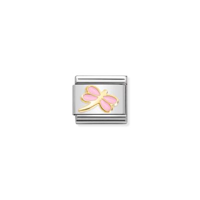 NOMINATION CLASSIC LINK, GOLD WITH PINK DRAGONFLY