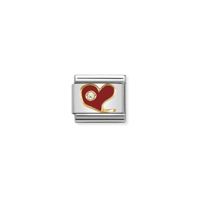 NOMINATION CLASSIC LINK RED HEART WITH ENAMEL AND STONE