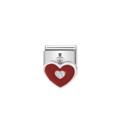 NOMINATION CLASSIC LINK HEART CHARM WITH STONES