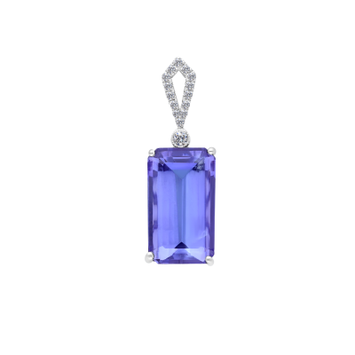 9K White Gold Diamond and Tanzanite Pendant