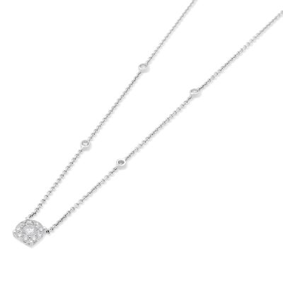 18ct White Gold Diamond Halo Necklace - Image 2