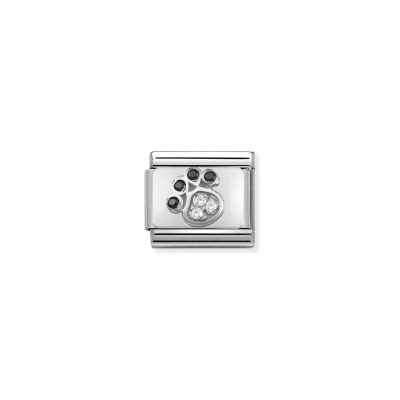 NOMINATION CLASSIC LINK PAW PRINT WITH CZ IN 925 SILVER
