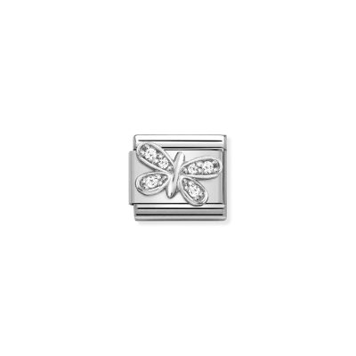 NOMINATION CLASSIC LINK WHITE BUTTERFLY CZ IN SILVER