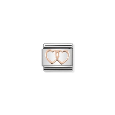 NOMINATION CLASSIC LINK DOUBLE HEART IN 9K ROSE GOLD
