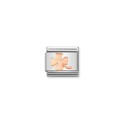 NOMINATION CLASSIC LINK FOUR-LEAF CLOVER IN 9K ROSE GOLD