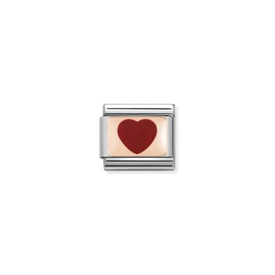NOMINATION CLASSIC LINK RED HEART IN 9K ROSE GOLD