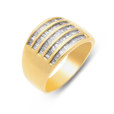 18ct Yellow Gold Broad Baguette Diamond Eternity Ring