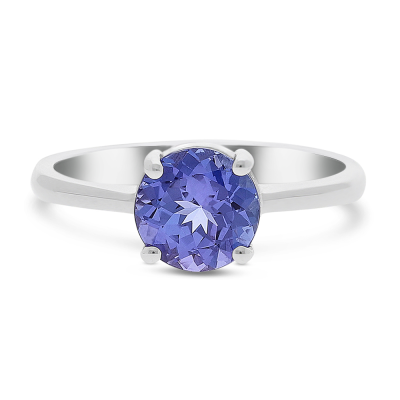 18ct White Gold Round Tanzanite Solitaire Ring - Image 2