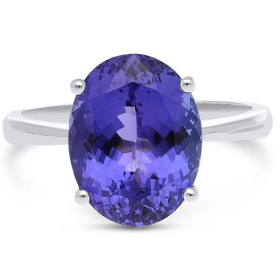 18ct White Gold Oval Tanzanite Solitaire Ring - Image 2