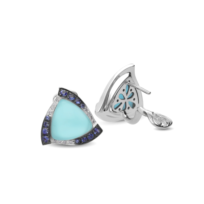 18ct White Gold Trillion Halo Earrings