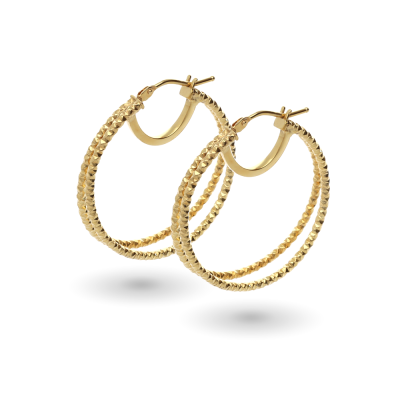 9ct Yellow Gold Fancy Double Hoop Earrings