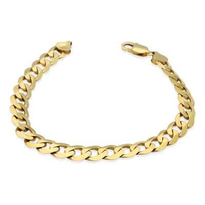 9ct Yellow Gold Oval Bevelled Curb Link Bracelet