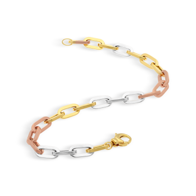 9ct Tricolour Gold Paperclip Bracelet - Image 2