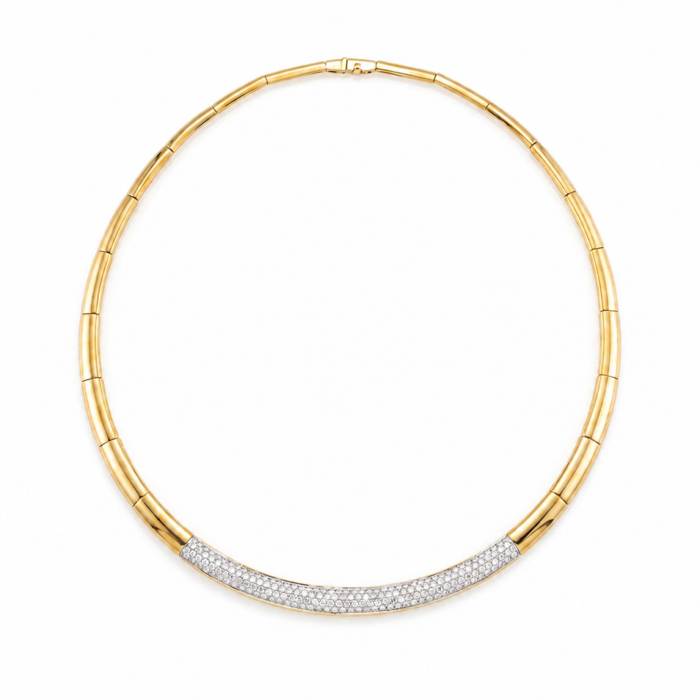 18K Yellow Gold 2.33ct Round Brilliant Diamond Fancy Necklace