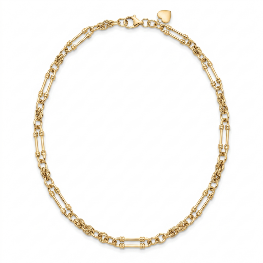 9K Yellow Gold Victorian-Style Fancy Link Chain