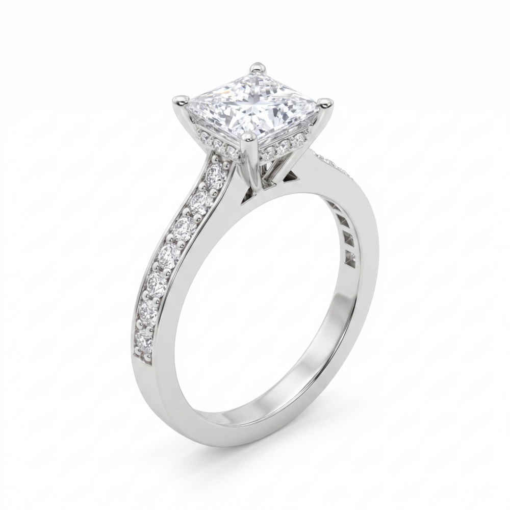 Platinum 2.09ct Princess Cut Diamond Engagement Ring