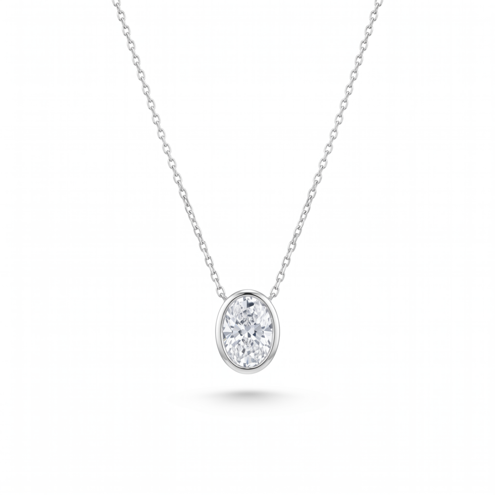 18K White Gold 2.50ct Lab-Grown Oval Diamond Slider Pendant