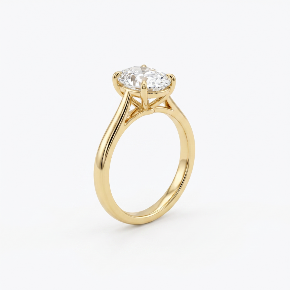 18K Yellow Gold 2.00ct Lab-Grown Oval Diamond Solitaire Ring