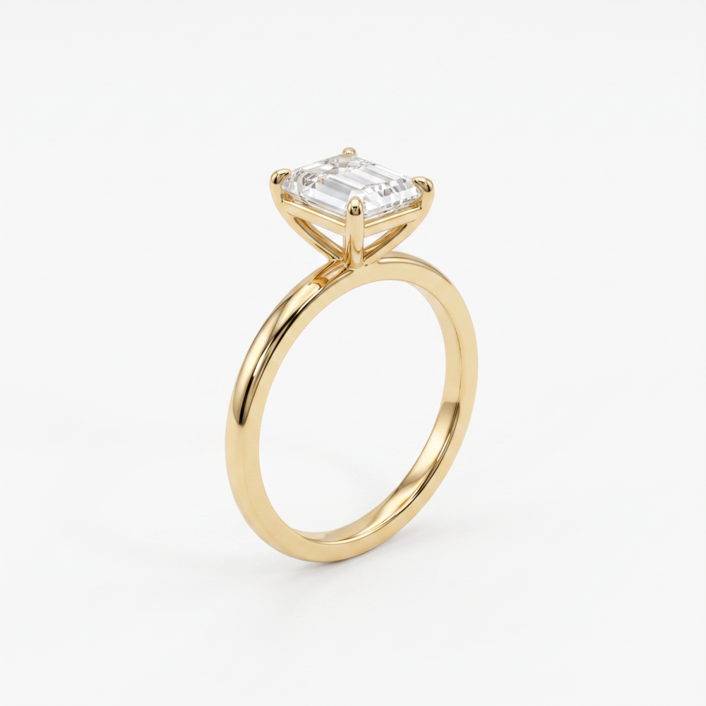 14K Yellow Gold 2.05ct Lab-Grown Emerald-Cut Diamond Solitaire Ring