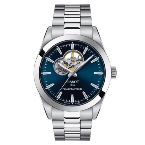 Tissot Gentleman Open Heart T1274071104101 blue dial with stainless-steel bracelet