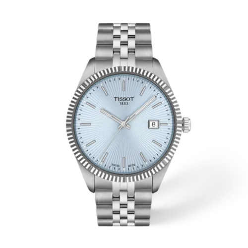 Tissot Ballade T1564101135100 ice-blue guilloché dial steel bracelet
